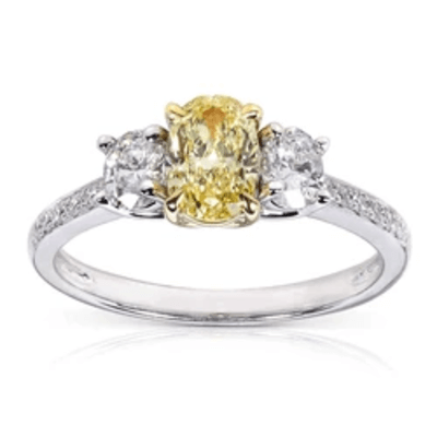 FANCY YELLOW & WHITE 3-STONE TRADITIONAL