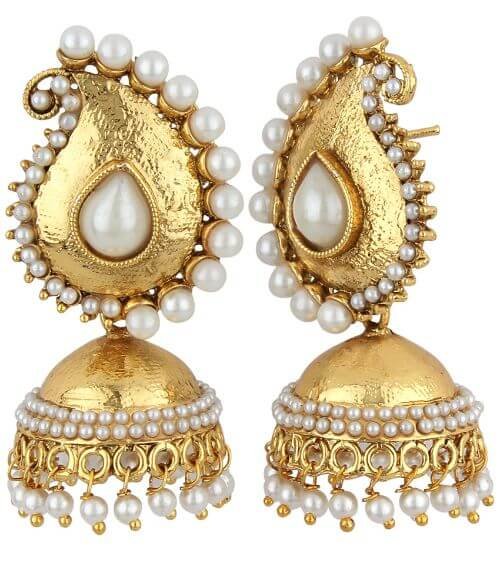 Jewels Capital Exclusive Golden White Earring Set S 1828