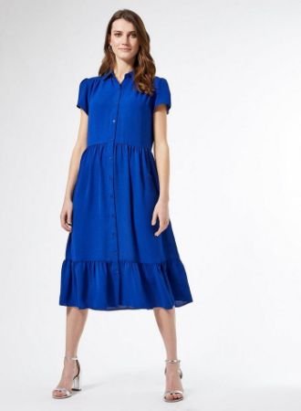 Blue Smock Shirt Dress