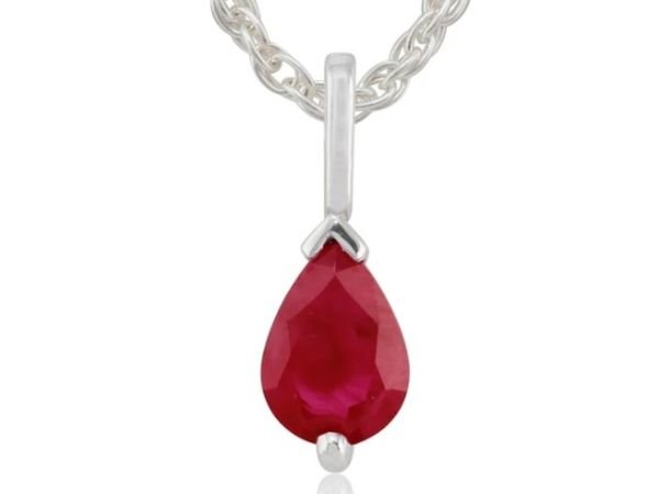 CLASSIC PEAR RUBY PENDANT IN 9CT WHITE GOLD