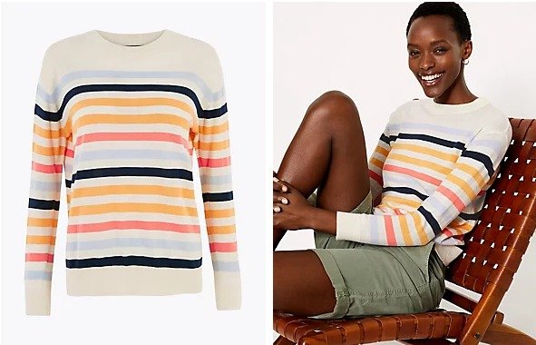Pure Cotton Striped Relaxed Jumper