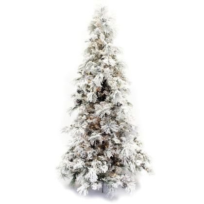 12 foot Flocked Needle Pine Tree Prelit Christmas Tree