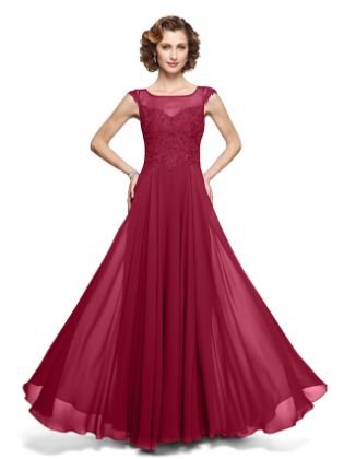 A-Line Mother of the Bride Dress Elegant Jewel Neck Ankle Length Chiffon Lace Sleeveless with Appliques 2020