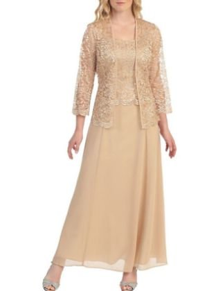 A-Line Mother of the Bride Dress Elegant Plus Size Scoop Neck Ankle Length Chiffon 3-4 Length Sleeve with Lace 2020