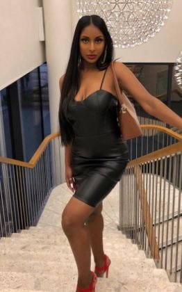 Adriana Faux Leather Bodycon Mini Dress in Black