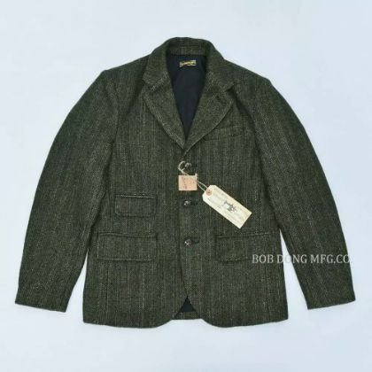 BOB DONG Tweed Jacket Blazer Vintage Country Striped Wool Sport Coat For Men