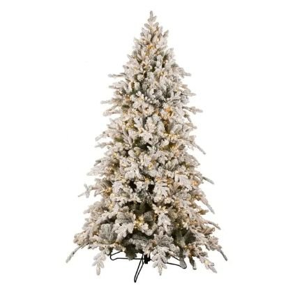 Forever Tree 9' Snowy Bavarian Pine Power Pole Tree with Remote