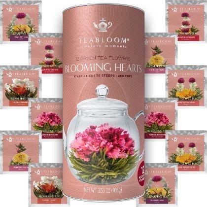 Heart Shaped Blooming Tea Flowers -12 Assorted Flowering Teas