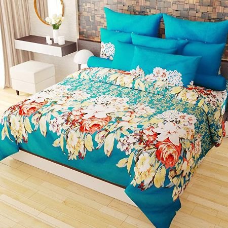 Home Candy Tropicana 152 TC 3-D Double Bedsheet with 2 Pillow Covers - Floral, Multicolour