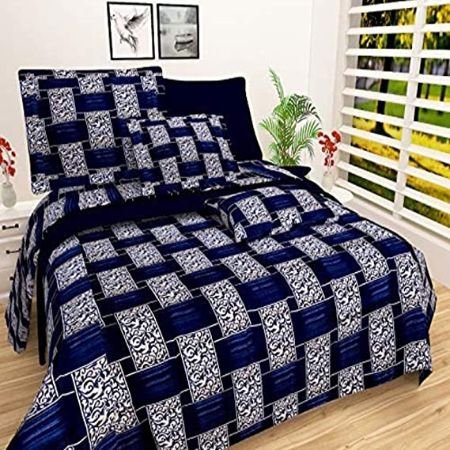 IVAZA Premium 160 TC Latest Beautiful 3D bedsheet Double Bed Polycotton with Two Pillow Covers