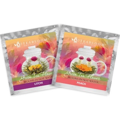 Litchi and Peach Blooming Tea Flowers - Set of Two