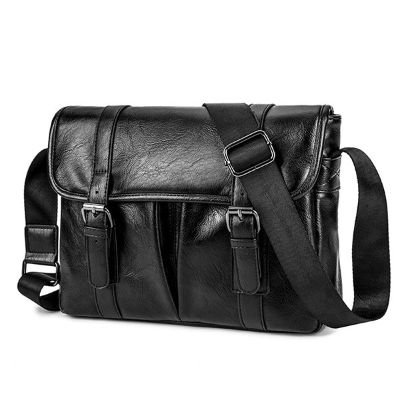 Men Faux Leather Black Business Bag Shoulder Bag Briefcase