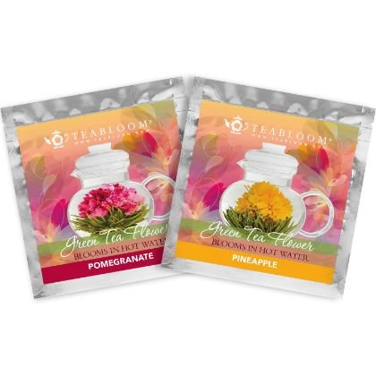 Pomegranate and Pineapple Blooming Tea Flowers - Set of Two