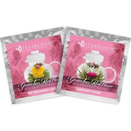Rose Scented Blooming Tea Flowers - My Growing Love and Forever Yours - Set of Two