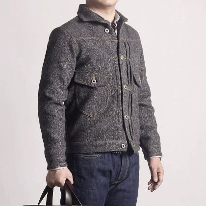 WT-0002 Rock Can Roll Read Description! Asian Size Washed Hand-Made Man's Vintage Super Heavy 500Gsm Wool Casual Stylish Jacket