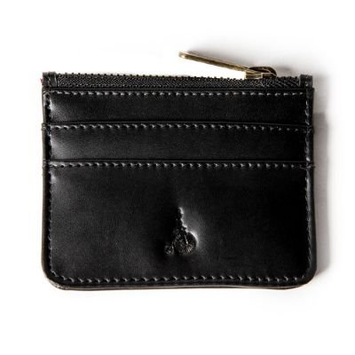 ERIN BLACK - Black Leather Card and Coin Holder