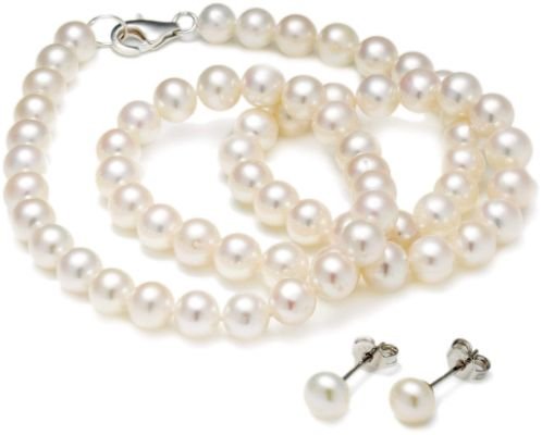 Eternal White Pearl Necklace and Earring Set
