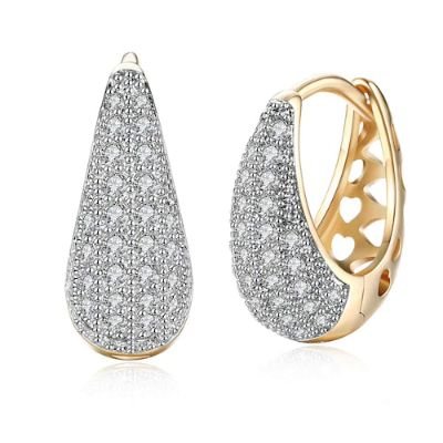 K Gold Zircon Earring Teardrop-Shaped Diamond Insert Romantic Wind Earring Clip - Champagne Gold