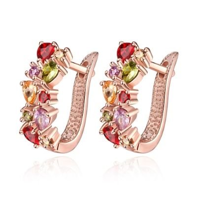 K Gold Zircon Fashion Selling Dazzling Colorful Zircon Lady Ear Clasp - Rose Gold