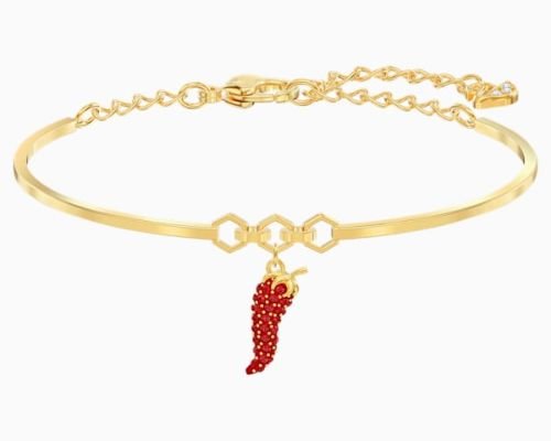 LISABEL PEPPER BANGLE, RED, GOLD-TONE PLATED