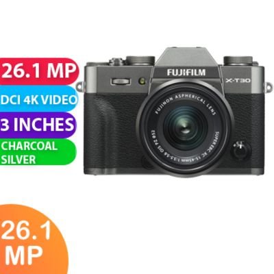 New FUJIFILM X-T30 Mirrorless Digital Camera with 15-45mm Lens Charcoal Silver