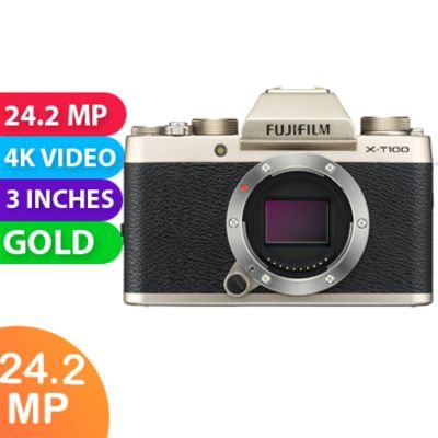 New Fujifilm X-T100 24MP Digital Camera Body Only Champagne Gold