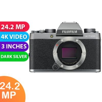 New Fujifilm X-T100 24MP Digital Camera Body Only Dark Silver