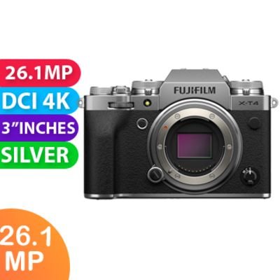 New Fujifilm X-T4 Mirrorless Camera Body Silver 