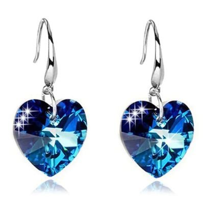 Pair of Alloy Faux Sapphire Heart Earrings - Blue