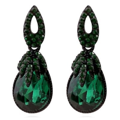Retro Vintage Fashion Female Water Drop Earrings - Dark Forest Green