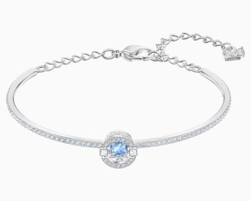 SWAROVSKI SPARKLING DANCE BANGLE, BLUE, RHODIUM PLATED