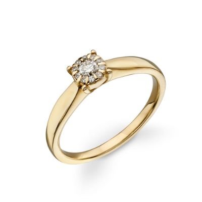 9ct Gold 0.11ct Diamond Cluster Ring