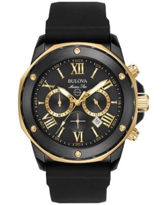 Bulova - Men's Chronograph Marine Star Black Silicone Strap Watch