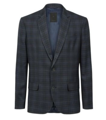 Navy Check Suit Jacket