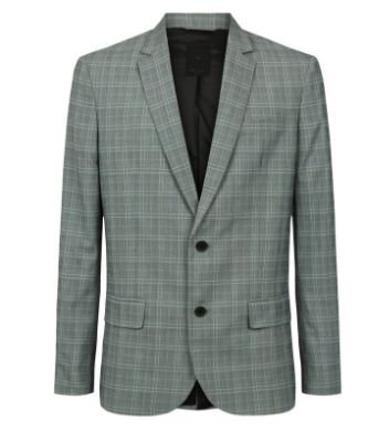 Pale Grey Check Suit Jacket