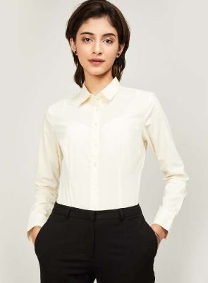 VAN HEUSEN Women Solid Full Sleeves Casual Shirt
