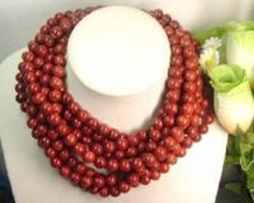 Wholesale 5 strands red sponge coral necklace