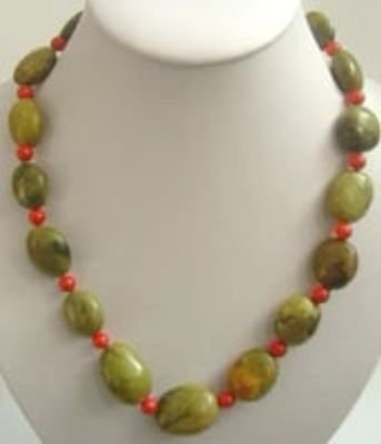 Yellow natural turquoise beads &coral necklace silver 925 clas