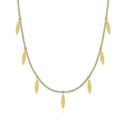 24" 14K Yellow Gold Chain Necklace with Marquise Shaped Drops