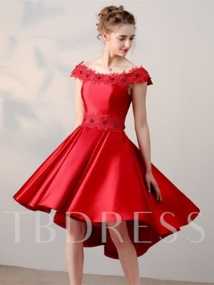 A-Line Appliques Beading Asymmetry Homecoming Dress