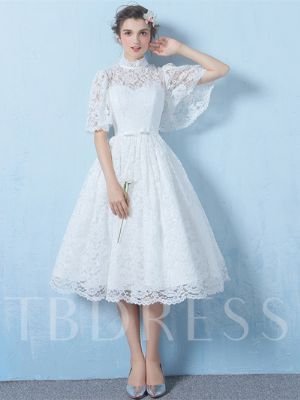 A-Line Bowknot Lace Sashes Homecoming Dress