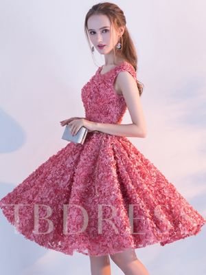 A-Line Sashes Lace Homecoming Dress