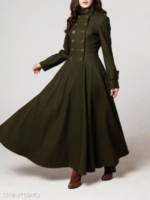 Autumn and winter new fashion waist double-breasted woolen coat