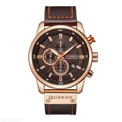 CURREN 8291 Round Dial Quartz Watch Six Hands Chronograph Calendar Display Wristwatch With Leather Strap For Men