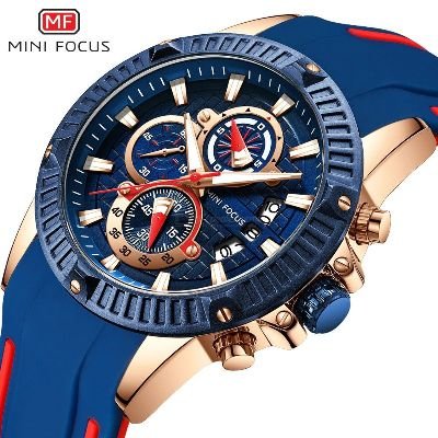 MINI FOCUS MF0244G Mens 38mm Luxury Quartz Sports Watch With Triple Time Zones