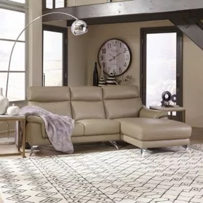 Moderno Leather Contemporary Upholstered Chaise Sofa Beige - Home Styles