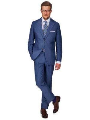 2 Button Sky Blue Linen For Beach Wedding Outfit - Men's Summer Suit