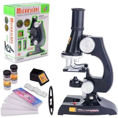 Microscope Educational Toy Adjustable with Lighting Function 100X to 450X Magnification Kid's Boys' Girls' Toy Gift 1 pcs 