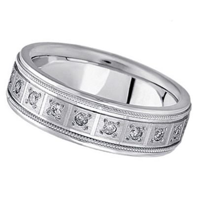 PAVE-SET DIAMOND WEDDING BAND IN 14K WHITE GOLD FOR MEN (0.40 CTW)