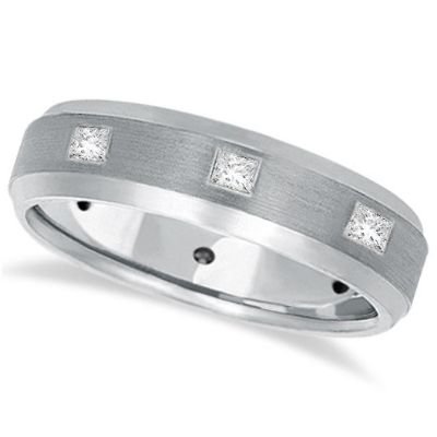 PRINCESS-CUT DIAMOND RING WEDDING BAND FOR MEN IN PLATINUM (0.50CT)